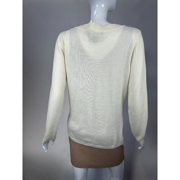 Womens Verve Ami Ivory Cable Knit Sweater Ribbed Acrylic Blend Long Sleeves XL - Picture 12 of 16